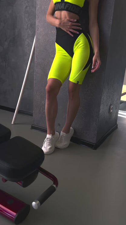 Shorts Bona Cycling Extra Sex Push-up Corsage Neon Yellow