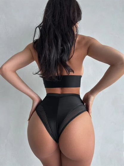 Bikini Monro Swimsuit Black Mesh - Bona Fide