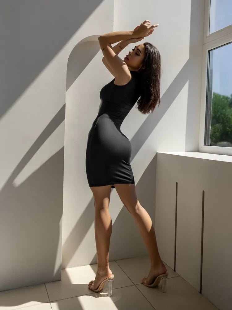 mini naked dress Invite Only Ruched Twisted Bust Mini Dress Nude