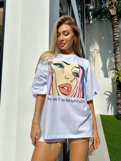 Camiseta Oversize Linda - Tamanho Único