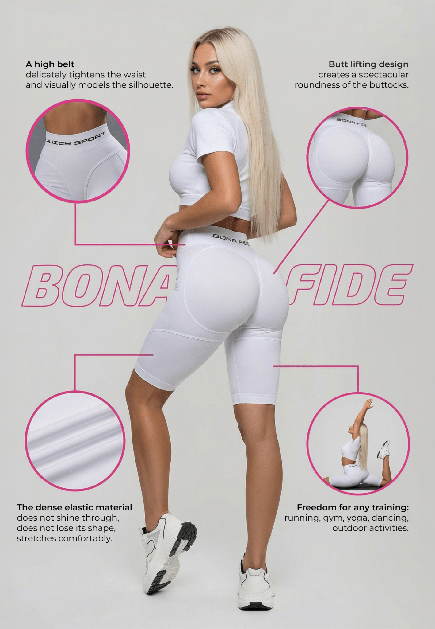 Shorts Bona Cycling Extra Sex Push - Up Juicy White - Bona Fide