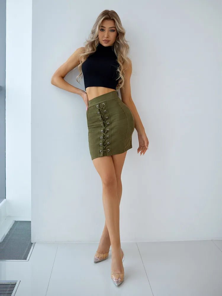 Skirt Athena Khaki Velvet - Bona Fide