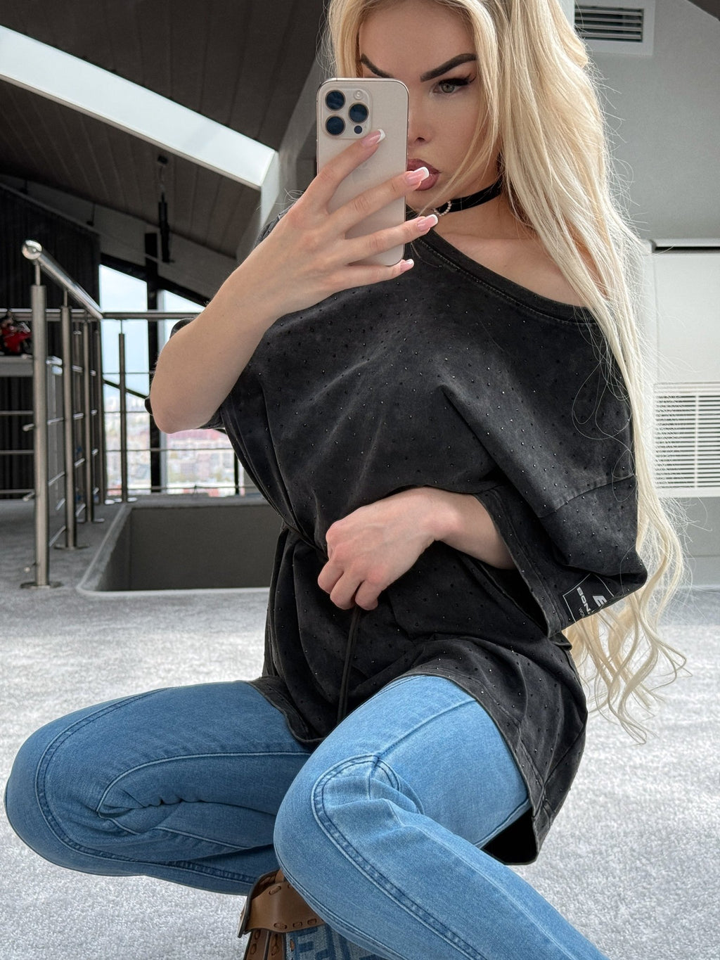 T-shirt Oversize T-Shirt Shiny grunge Black - Bona Fide