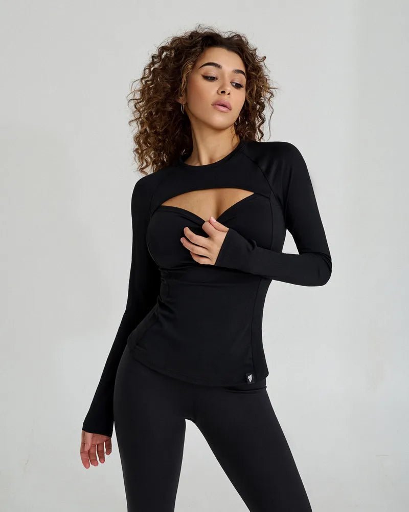 Workout Top Racy Rash Long Black - Bona Fide