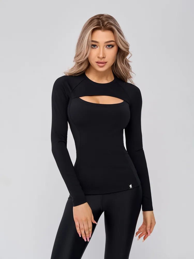 Workout Top Racy Rash Long Black - Bona Fide